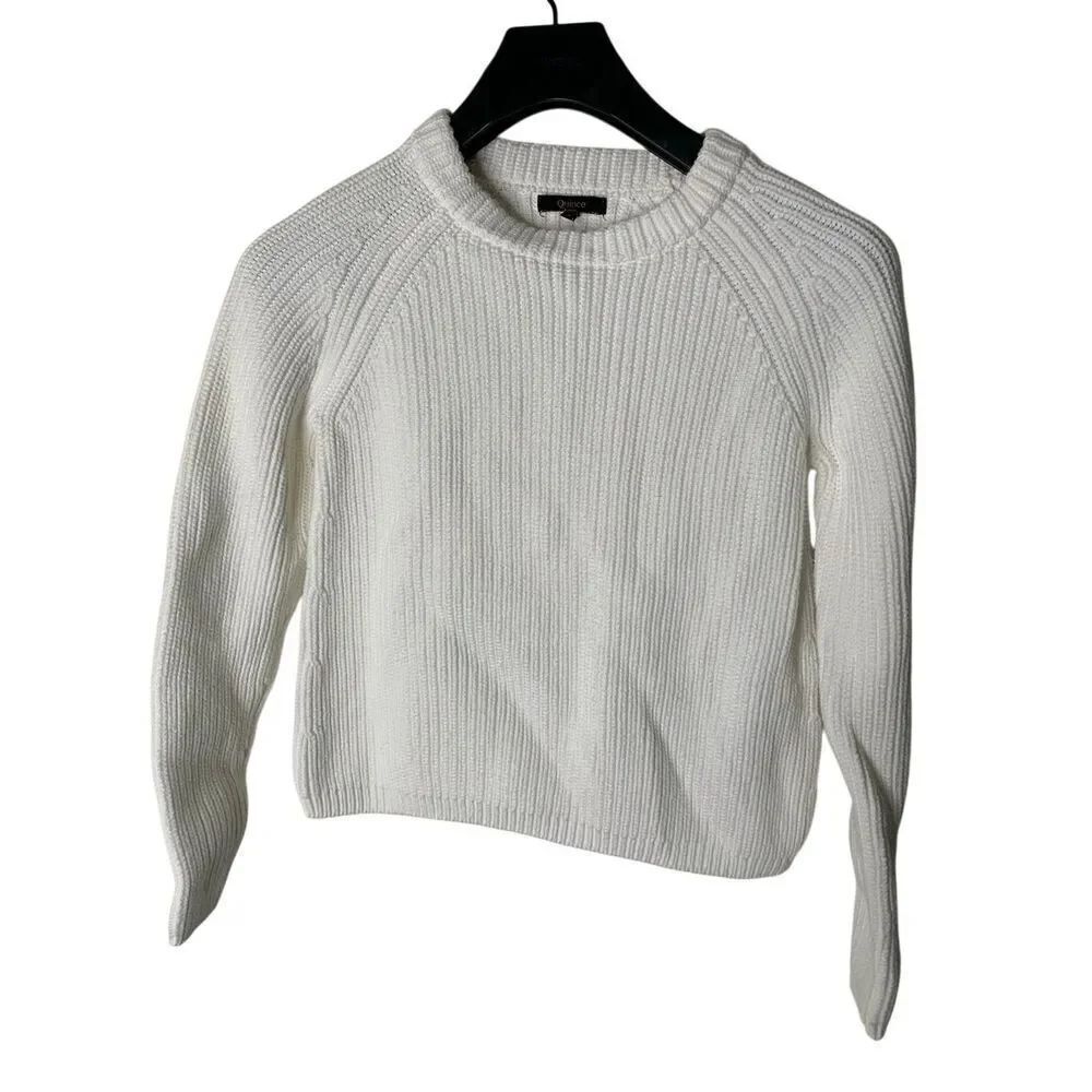 Quince 100% organic cotton fisherman crew sweater ivory women's size small